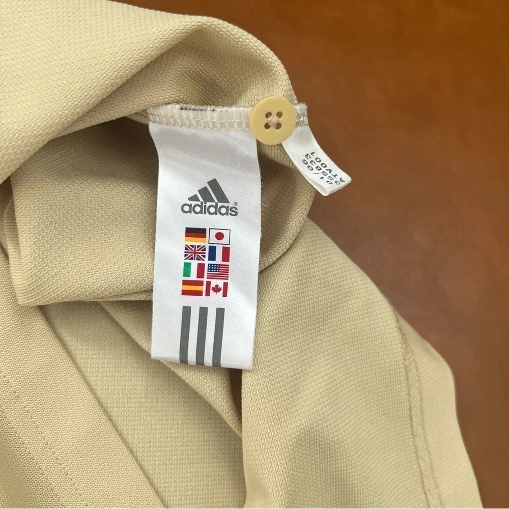 Adidas Climalite Golf Polo Shirt Y2K Men’s Sz L Beige Athletic Athleisure